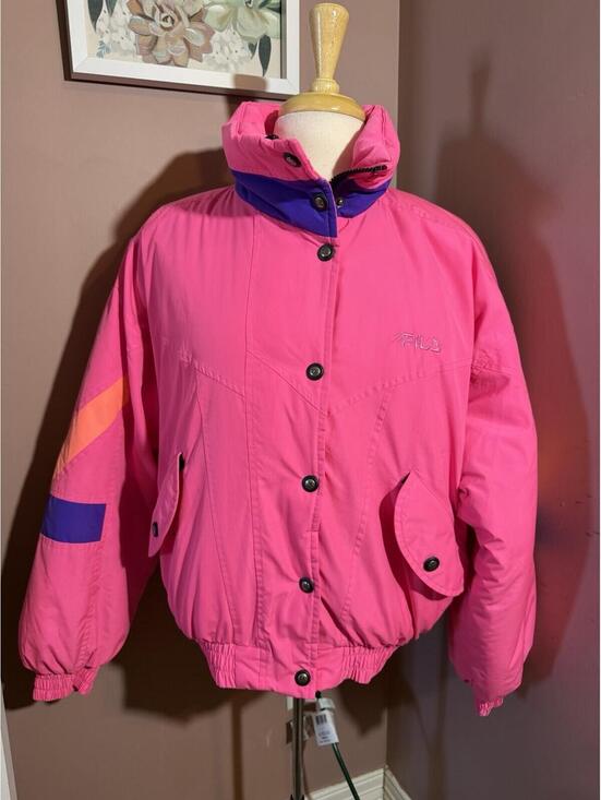 Fila Jackets & Blazers - Vintage 80s Fila Magic Line Ski Jacket Womens XL Hot Pink Color Block Neon